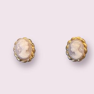 Blue cameo studded earrings